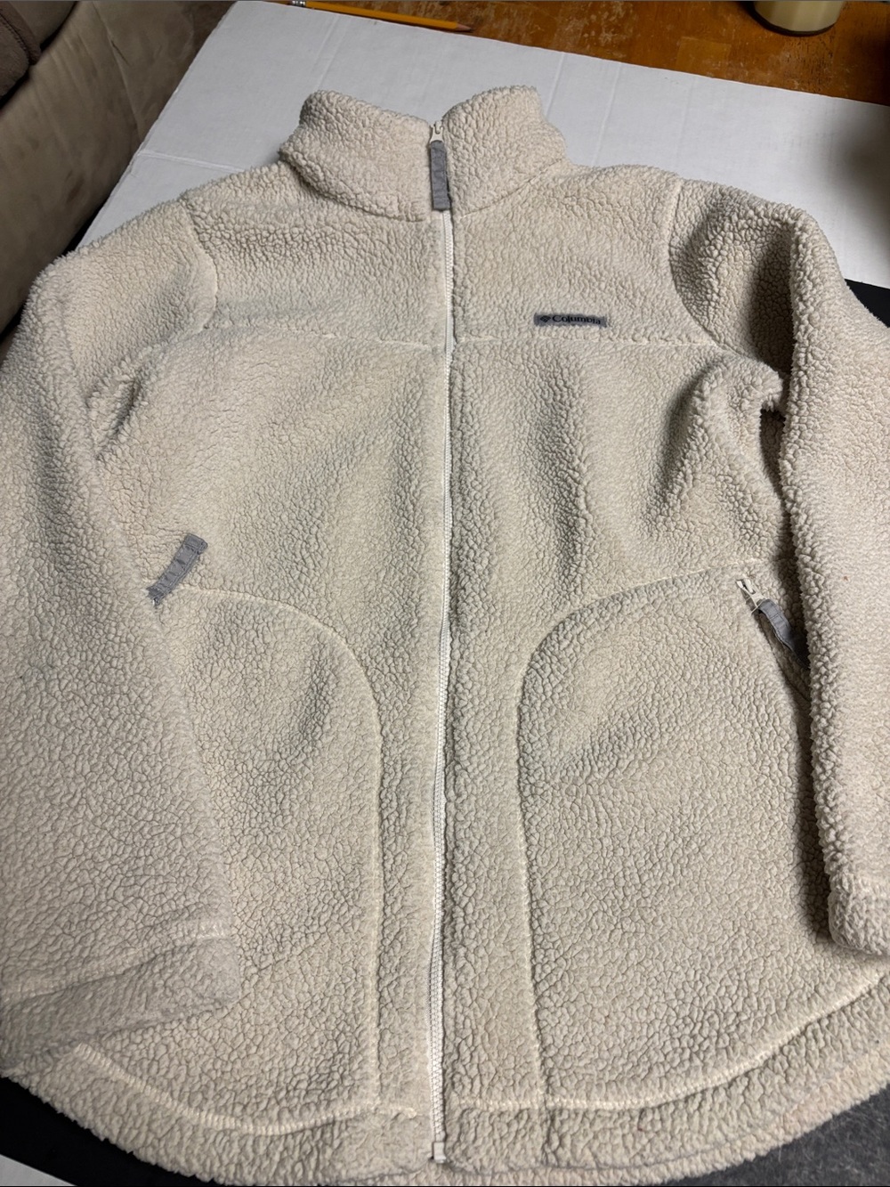 Columbia Cream Sherpa Teddy Jacket - Full-Zip Cozy Fleece
